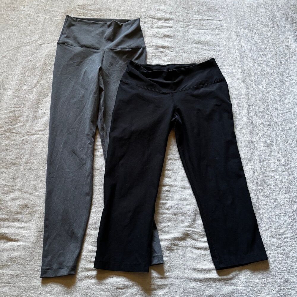 2 Nike Dri-FIT Leggings (Size S) – Black Capri & Charcoal Gray Full Length